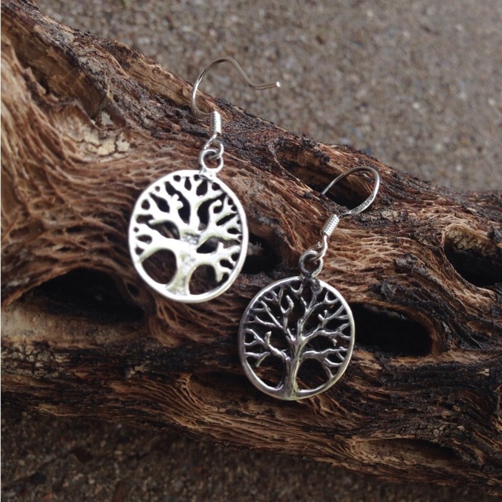 New Woman’s 925 Sterling Silver Tree Of Life Boho Handmade Drop Dangle Earrings - Picture 15 of 16